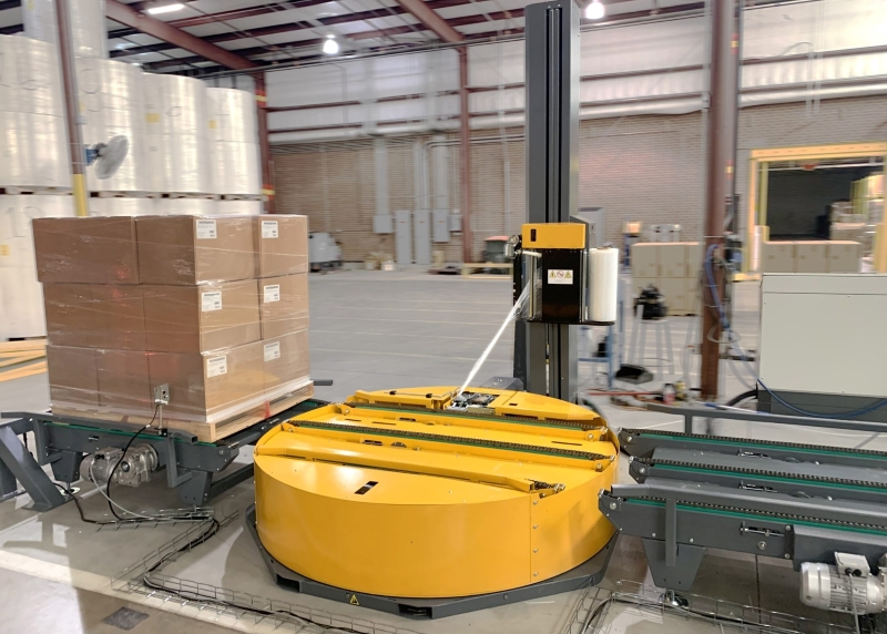 portable stretch wrap machine enhancing efficiency in warehouse operations